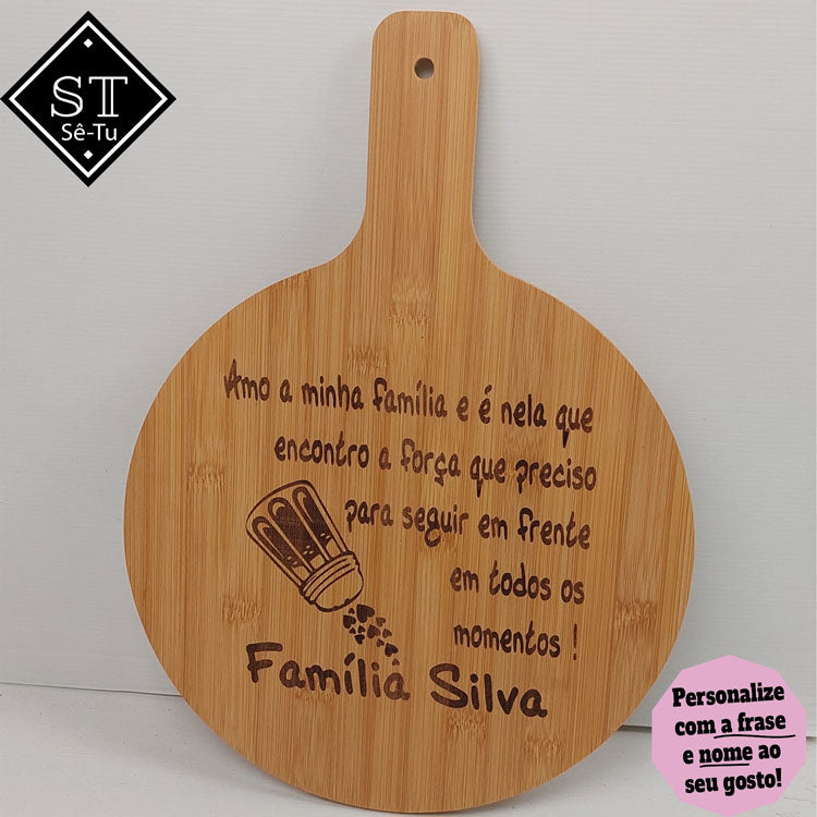 Tábua de Corte em Bambu Amo a Minha Família (Nome Família)